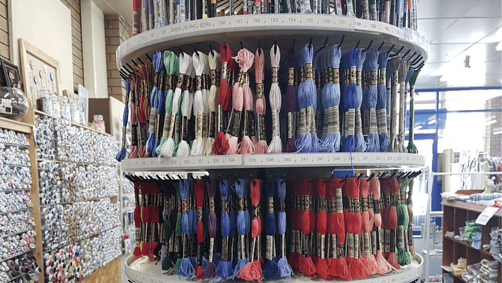hoops, threads , Aida cloth,