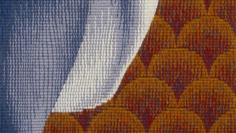 Brown and blue woven fabric